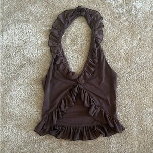 Peppermayo Chocolate Mesh Top